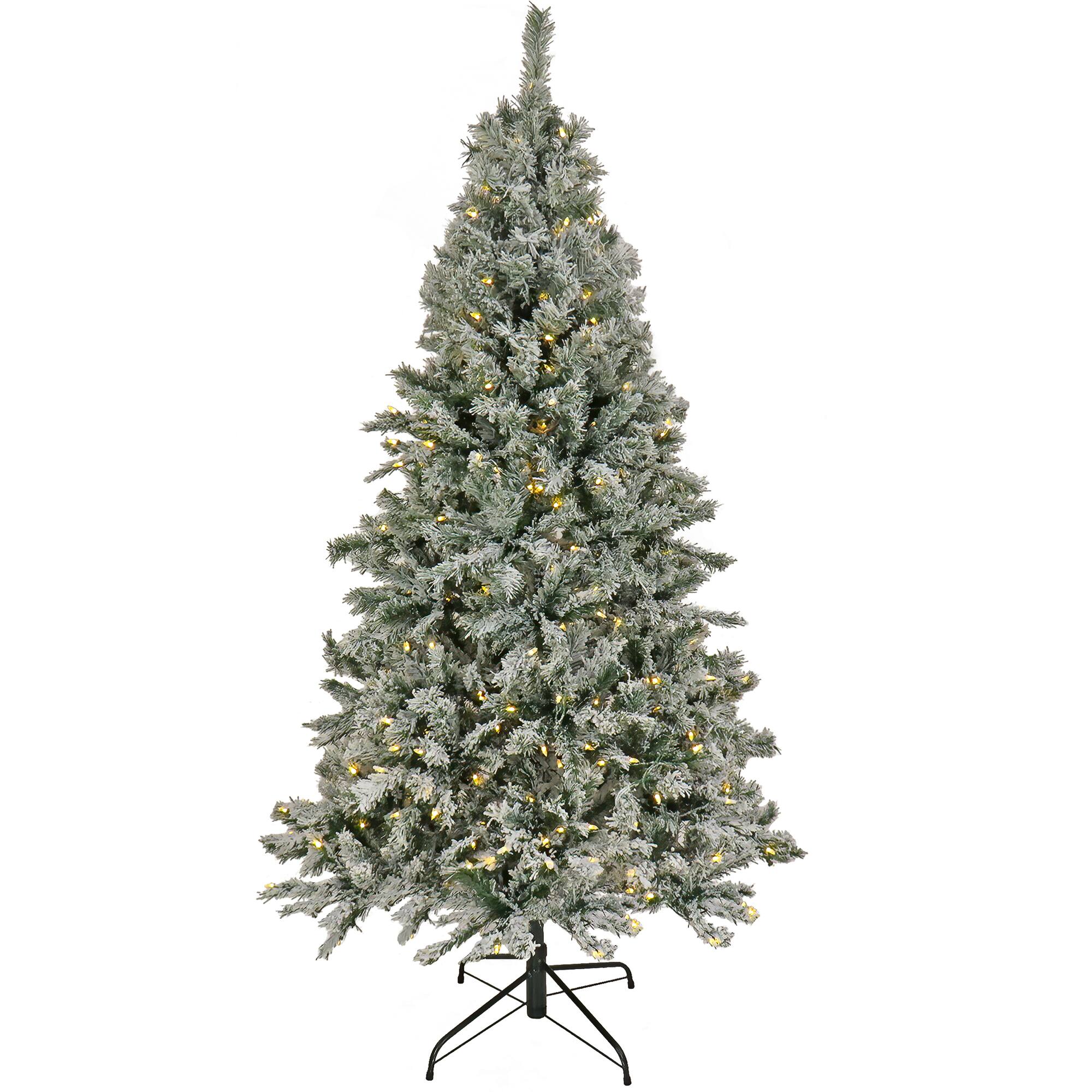 6.5ft. Pre-Lit Snowy Harwich Artificial Christmas Tree, Warm White LED Lights